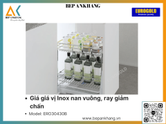 Kệ gia vị inox nan vuông, Ray giảm chấn Eurogold ERO30430B - 300mm - Inox 304